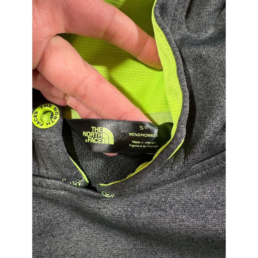 The North Face Men's Small Gray Green Pullover Performance Hoodie Sweatshirt